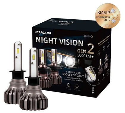 Светодиодные автолампы H1 Carlamp Led Night Vision Gen2 5000 Lm 5500 K (10556)