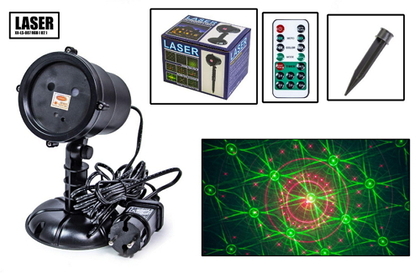 НОВОГОДНИЙ УЛИЧНЫЙ ЛАЗЕРНЫЙ ПРОЕКТОР 2 ЦВЕТА X-LASER XX-LS-807 RGB С ДУ (10639)