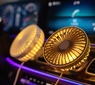 Вентилятор автомобильный Car Fan 4" USB 3 скорости с подсветкой yellow (11320)