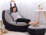 Надувное кресло Intex 68564-2, 130 х 99 х 76 см, с ручным насосом и подушкой, пуфик 64 х 28 см (11431)