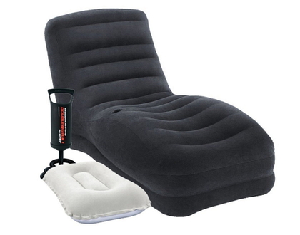 Надувное кресло - лежак Intex 68595-2, 170 х 86 х 94 см, с ручным насосом и подушкой (11433)