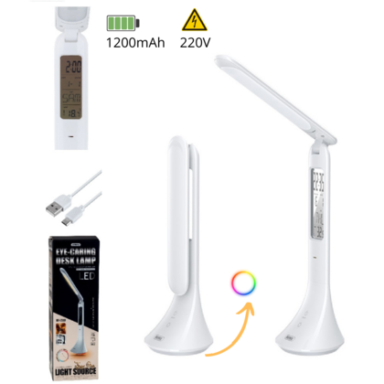 Настольная светодиодная сенсорная led лампа RT-E510 Timepro с дисплеем USB питание (11899)