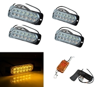 Стробоскоп на авто 12 LED 4шт жовті з пультом 12-24в(12654) 