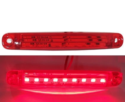Ліхтар габаритний червоний LED 9 12-24В, 100х15ММ(12949)