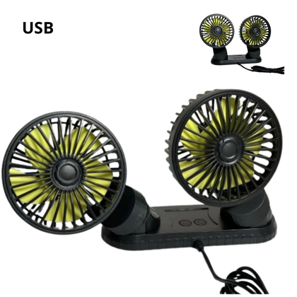 Автомобільний подвійний вентилятор  10.5 СМ 5В від USB(13056)