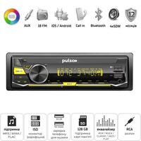 Автомагнітола Pulso 110411 1DIN з Bluetooth, RGB, 2 USB, FM, RCA, 4×50 Вт, LCD-дисплей(13354) 