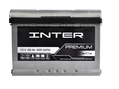 Автомобільний акумулятор INTER Premium 60Ah 600A L+ (L2B) (13478)