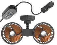 Автомобільний вентилятор StormPro Dual 13 см з USB-портами (12–24V, кріплення на присосках(13481) 