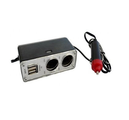 Разветвитель питания на 2 выхода+кабель+2 USB 12V (WF-0200)/1908