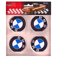 Наклейки на колпаки, диам. 55 мм "BMW" синие (4 шт) (K) 