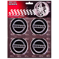 Наклейки на колпаки, диам. 60 мм "NISSAN" черные (4 шт) 