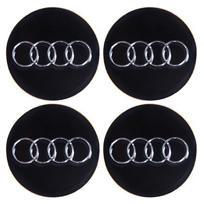 Наклейки на колпаки, диам. 55 мм "AUDI" черные (4 шт) (D)