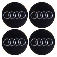 Наклейки на колпаки, диам. 90 мм "AUDI" черные (4 шт) (D) 