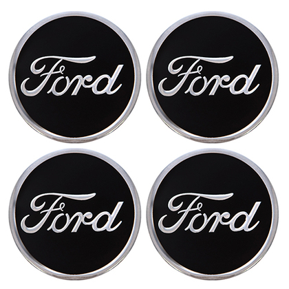 Наклейки на колпаки, диам. 90 мм "FORD" черные (4 шт) (D)
