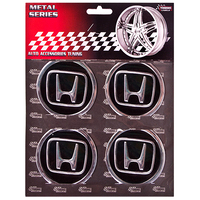 Наклейки на колпаки, диам. 90 мм "HONDA" черные (4 шт) (D) 
