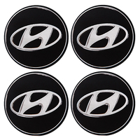 Наклейки на колпаки, диам. 90 мм "HYUNDAI" черные (4 шт) (D) 