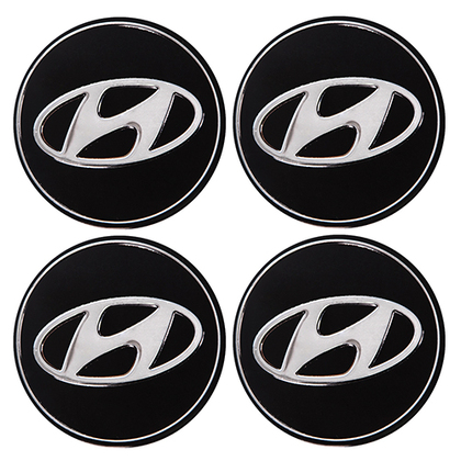 Наклейки на колпаки, диам. 90 мм "HYUNDAI" черные (4 шт) (D)