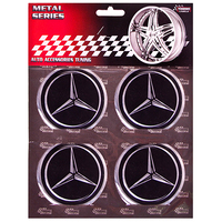 Наклейки на колпаки, диам. 90 мм "MERCEDES" черные (4 шт) (D) 