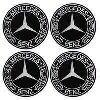 Наклейки на колпаки, диам. 90 мм "MERCEDES" черные с колоском (4 шт) (D) 
