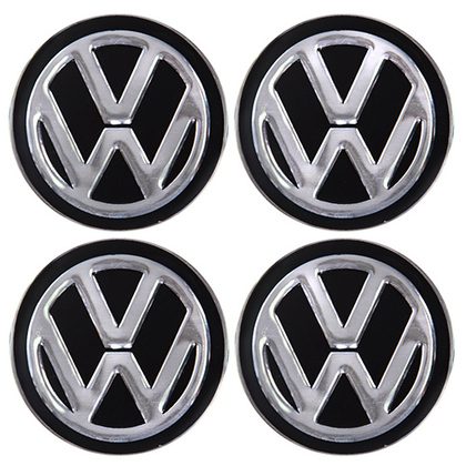 Наклейки на колпаки, диам. 90 мм "VOLKSWAGEN" черные (4 шт) (D)