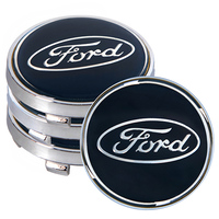 Заглушка колесного диска Ford 60x55  черный ABS пластик  (4шт.) под стеклом (JP) 