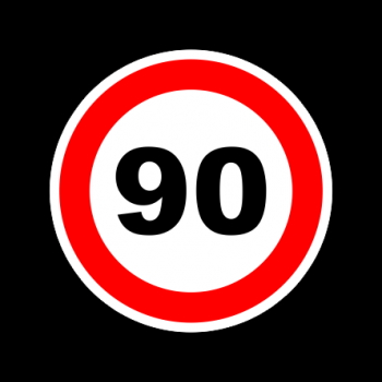 Наклейка знак "90" диам. 130мм/5909
