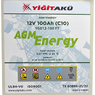 Промисловий акумулятор Yigit Aku AGM 100Ah 12V L+ (лівий +)(12748)