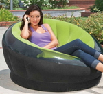 Надувное кресло Intex 66581-2, 112 х 109 х 69 см, с ручным насосом и подушкой, зеленое (11441)