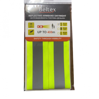 Светоотражающая повязка Beltex желтая день/ночь L 40-45см для пешехода(12713)