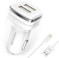 Автомобильное зарядное устройство BRUM BM-A002 (2USB 2.4A)с кабелем Lightning8167BMA002 