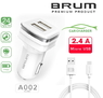 Автомобильное зарядное устройство BRUM BM-A002 (2USB 2.4A) с кабелем Micro USB 8168BMA002