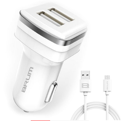 Автомобильное зарядное устройство BRUM BM-A002 (2USB 2.4A) с кабелем Micro USB 8168BMA002