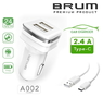 Автомобильное зарядное устройство BRUM BM-A002 (2USB 2.4A)Type-C 8169BMA002