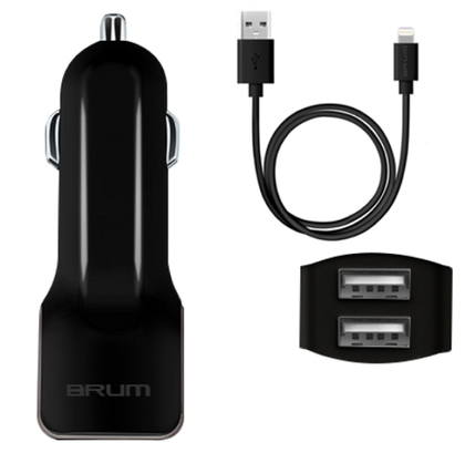 Автомобильное зарядное устройство BRUM BM-A003 (2USB 2.1A) с кабелем Lightning 8171BMA003