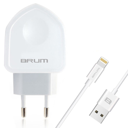 Сетевое зарядное BRUM BM-S002 (2USB 2.1A) с кабелем Lightning 8174BMS002