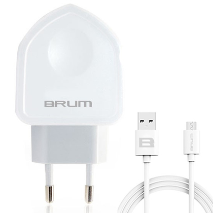 Сетевое зарядное BRUM BM-S002 (2USB 2.1A) с кабелем Micro USB 8175BMS002
