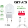 Сетевое зарядное BRUM BM-S002 (2USB 2.1A) с кабелем Micro USB 8175BMS002