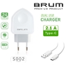 Сетевое зарядное BRUM BM-S002 (2USB 2.1A) с кабелем Type-C 8176BMS002