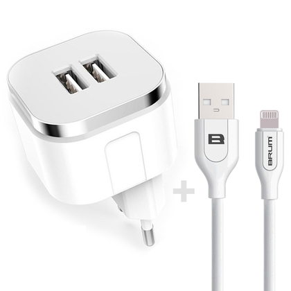 Сетевое зарядное BRUM BM-S009 (2USB 2.4A) Lightning 8178BMS009