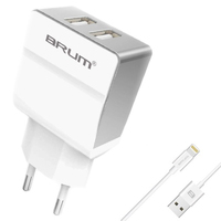 Сетевое зарядное BRUM BM-S005 (2USB 2.4A) Lightning 8182BMS005 