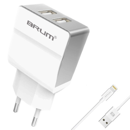 Сетевое зарядное BRUM BM-S005 (2USB 2.4A) Lightning 8182BMS005