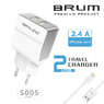 Сетевое зарядное BRUM BM-S005 (2USB 2.4A) Lightning 8182BMS005