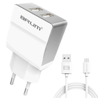 Сетевое зарядное BRUM BM-S005 (2USB 2.4A) Micro USB 8183BMS005 