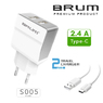 Сетевое зарядное BRUM BM-S005 (2USB 2.4A) Type-C 8184BMS005