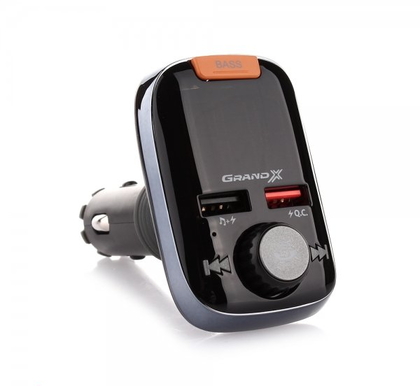 FM-трансмиттер Grand-X 97GRX Bluetooth V5.0, MicroSD, 2USB QuickCharge 3.0+1А, MegaBass, hands free (9265)