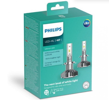 Комплект диодных ламп PHILIPS LED H7 Ultion +160% 6200K (9451)