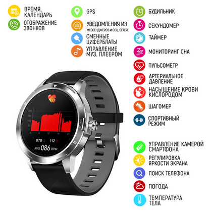 Смарт-часы Modfit K15 Black-Silver Silicone(11513)
